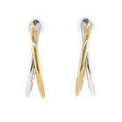 Sterling Silver Goldplated Crossover Oval Hoop Earrings SE3627