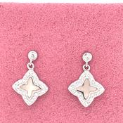 Sterling Silver CZ Mother of Pearl Quatrefoil Stud Earrings SE491 image