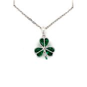 Sterling Silver Green CZ Shamrock Pendant SP5004/AG image
