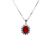 Sterling Silver Red CZ Oval Cluster Pendant SP5069/G image