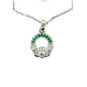 Sterling Silver Green CZ Claddagh Pendant SP5134/AG image
