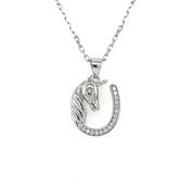 Sterling Silver CZ Horsehead &amp; Horseshoe Pendant SP5276 image