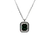 Sterling Silver Emerald CZ Deco-style Pendant SP5391/E image