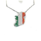 Sterling Silver Tricolour Map of Ireland Pendant SP552 image