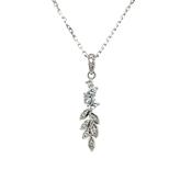 Sterling Silver Long CZ Leaves Pendant SP5628 image