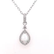 Sterling Silver Opal CZ Raindrop Cluster Pendant SP5679/OP image