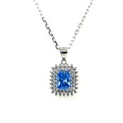 Sterling Silver Blue CZ Rectangular Cluster Pendant SP5721 image