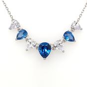 Sterling Silver Sapphire CZ Teardrop Necklet SP5851/SCZ image
