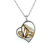 Sterling Silver Gold-plated Mother-of-Pearl Butterfly Pendant SP5925