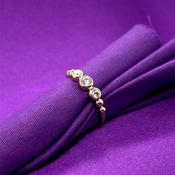 9ct Gold Three CZ &amp; Bead Ring GRZ369 image
