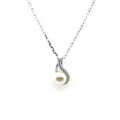 Sterling Silver CZ Freshwater Pearl Twist Pendant SP6706 image
