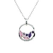 Sterling Silver Pink &amp; Purple CZ Circle Pendant SP6728