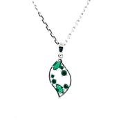 Sterling Silver Emerald CZ Wavy Pendant SP6776/E