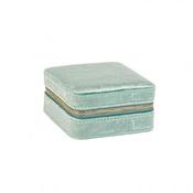 Square sage green jewellery box in man-made velvet 718010