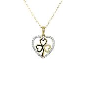 9ct Gold Shamrock in CZ Heart Pendant GPZ463