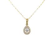 9ct Gold CZ Teardrop Halo Pendant GPZ443 image