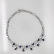 Sterling Silver Sapphire CZ Droplet Bracelet SB8359/S image