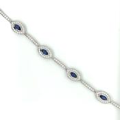 Sterling Silver Sapphire CZ Marquise Bracelet SB8795/S image