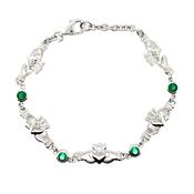 Sterling Silver Claddagh Green CZ Bracelet SB8945 image