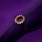 9ct Gold  Created Ruby &amp; CZ Cluster Ring GRR146 image