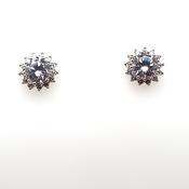 Sterling Silver CZ 10mm Sunburst Halo Stud Earrings image