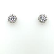 Sterling Silver CZ 7mm Halo Stud Earrings BJE731 image