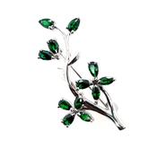 Sterling Silver Green CZ Floral Brooch BR113/E