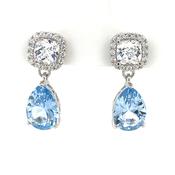 Sterling Silver Blue CZ Teardrop Earrings CSE410 image