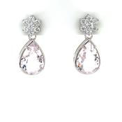 Silver Pink CZ Cluster Teardrop Earrings CSE422 image