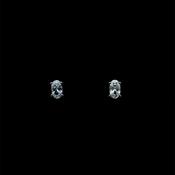 9ct White Gold Oval CZ Stud  Earrings WEZ076