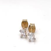 9ct Gold Oval CZ Stud Earrings GEZ707 image