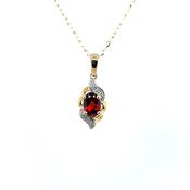 9ct Gold Real Garnet &amp; Diamond Pendant GPX208 image