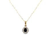 9ct Gold Real Sapphire &amp; Diamond Teardrop Pendant GPS91 image