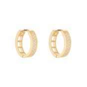 9ct Gold Triple Row CZ Huggie Hoop Earrings GEZ717 image