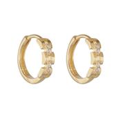 9ct Gold CZ Link Huggie Hoop Earrings GEZ716 image