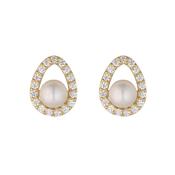 9ct Gold CZ &amp; Pearl Stud Earrings GEP365 image