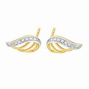 9ct Gold CZ Angel Wing Stud Earrings GEZ728 image