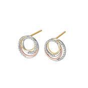 9ct Gold CZ Elora Three Colour Stud Earrings GEZ771 image