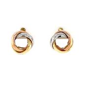 9ct Gold Three Colour Knot Stud Earrings GE1086 image