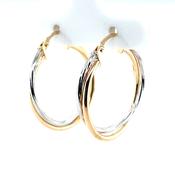 9ct Gold 20mm Two-tone Twist Hoop Earrings GE1087 image