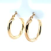9ct Gold 15mm Twist Hoop Earrings GE1088 image