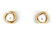 9ct Gold Freshwater Pearl Knot Stud Earrings GEP383 image