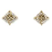 9ct Gold CZ Circle Cross Stud Earrings GEZ801 image
