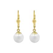 9ct Gold 8mm Pearl Drop Earrings GEP359 image