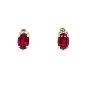 9ct Gold  Created Ruby &amp; CZ  Stud Earrings GER82 image