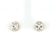 9ct Gold Oval CZ Stud Earrings GEZ805 image