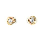 9ct Gold CZ Three Colour Knot Stud Earrings GEZ806 image