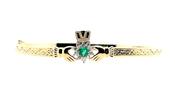 Gold-plated Green CZ Claddagh Bangle GFCB02G image