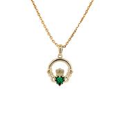Claddagh Green Zirconia Pendant 18k Gold Plated GFCP008GR image