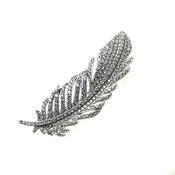 Sterling Silver CZ Feather Brooch GL1730 image